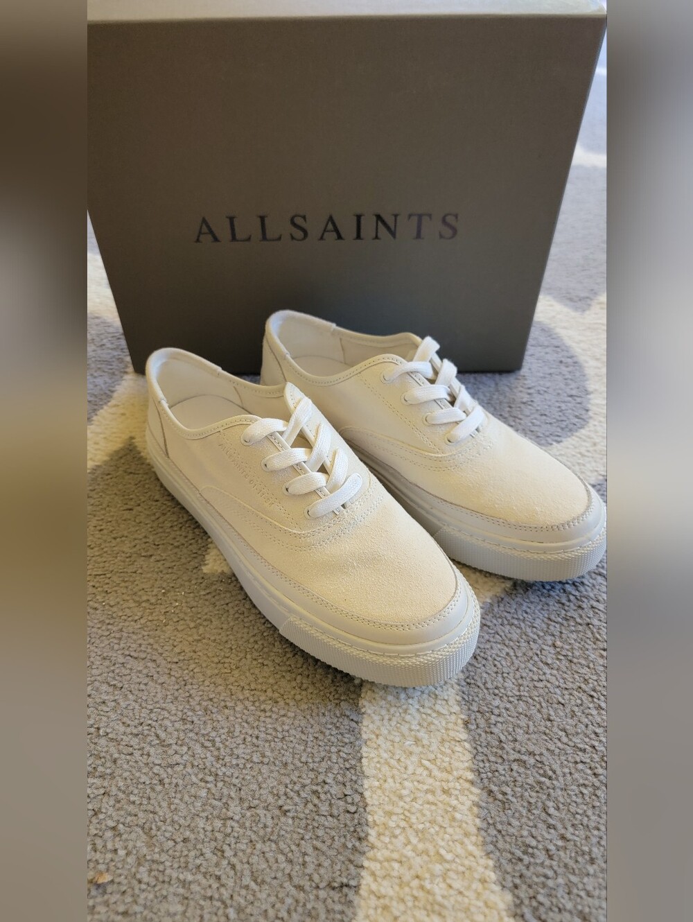 AllSaints White Suede Bella Platform Sneakers Size 9